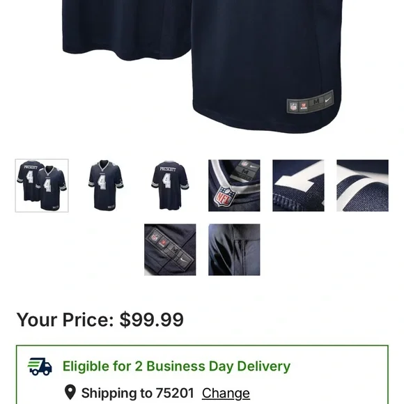 Nike Navy Blue Dak Prescott Jersey (Kids Large / “Women’s Small”) - Picture 4 of 4